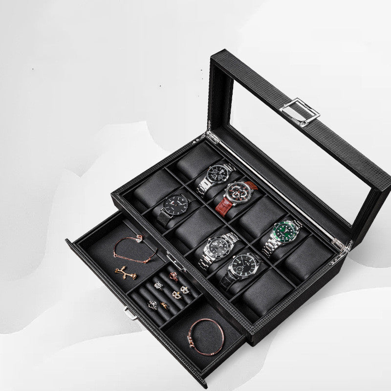 Classic Carbon Fiber Leather Watch Jewellery Storage - Premium Storage Box from Eclipse Rings - Just $49.99! Shop now at Eclipse Rings